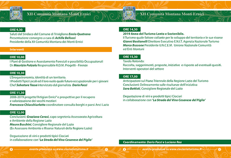 Programma "2019 Anno del Turismo Lento e Sostenibile" 