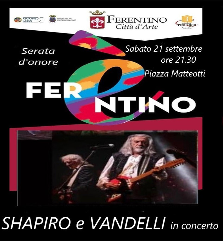 "Shapiro e Vandelli" in concerto a Ferentino è 2019