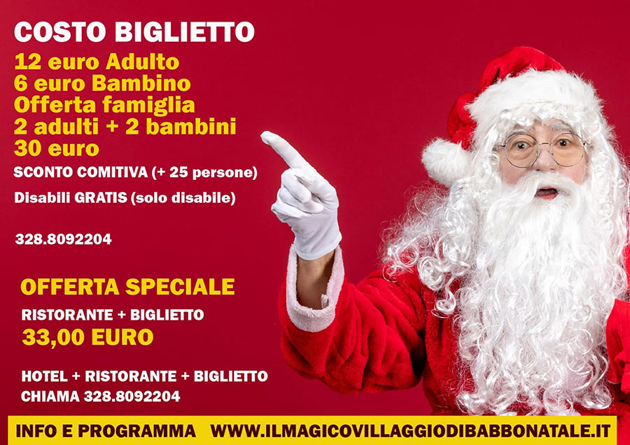 Il Magico Villaggio di Babbo Natale 2022 ad Aquino (Fr) dal 13 Novembre al 26 Dicembre tutti i weekend.