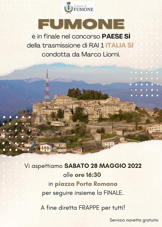 Fumone in finale nel concorso PAESI SÌ su Rai 1