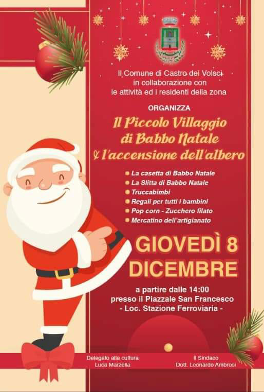 Il Piccolo Villaggio di Babbo Natale e l'accensione dell'Albero 