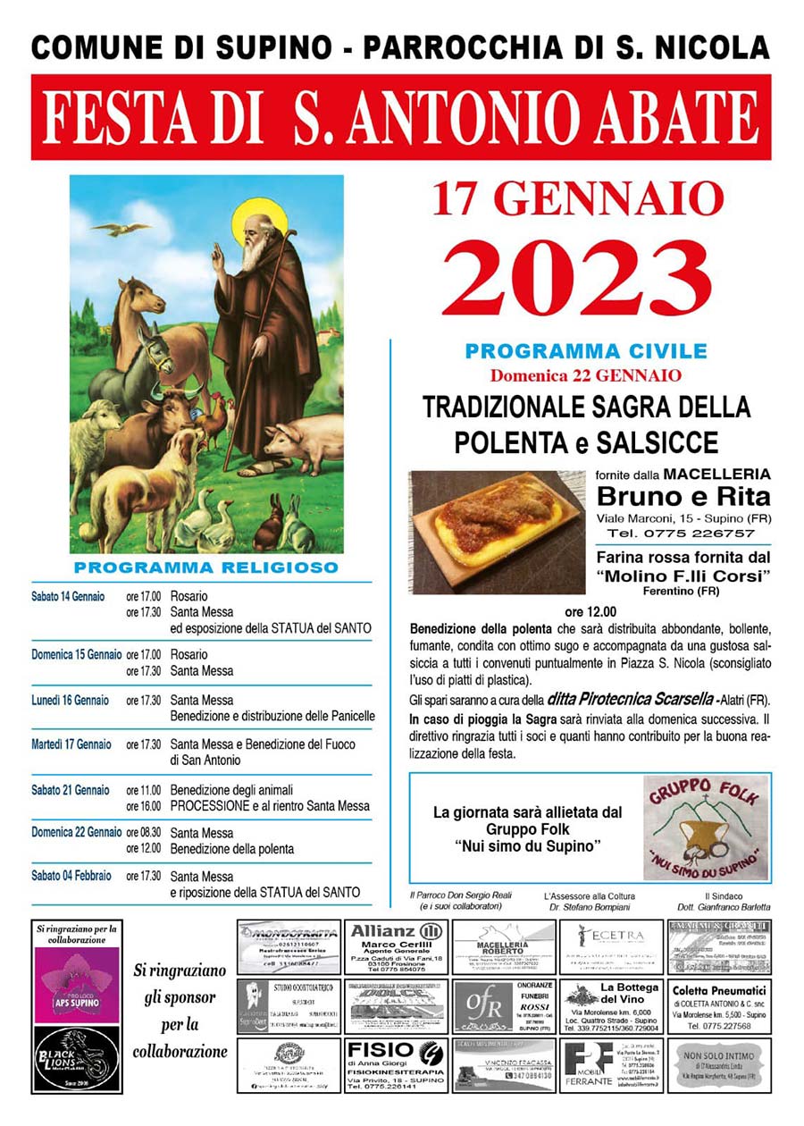 Festeggiamenti di San Antonio Abate Supino 2023