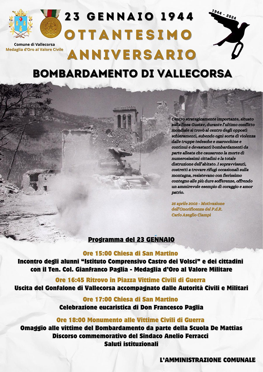 80° Anniversario del Bomardamento di Vallecorsa