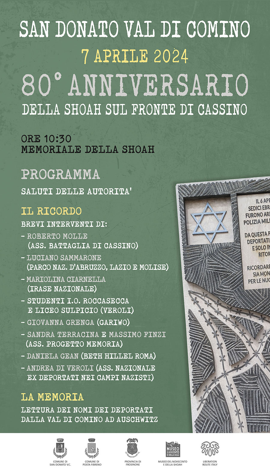 Commemorazioni ottantesimo anniversario della Shoah sul fronte di Cassino